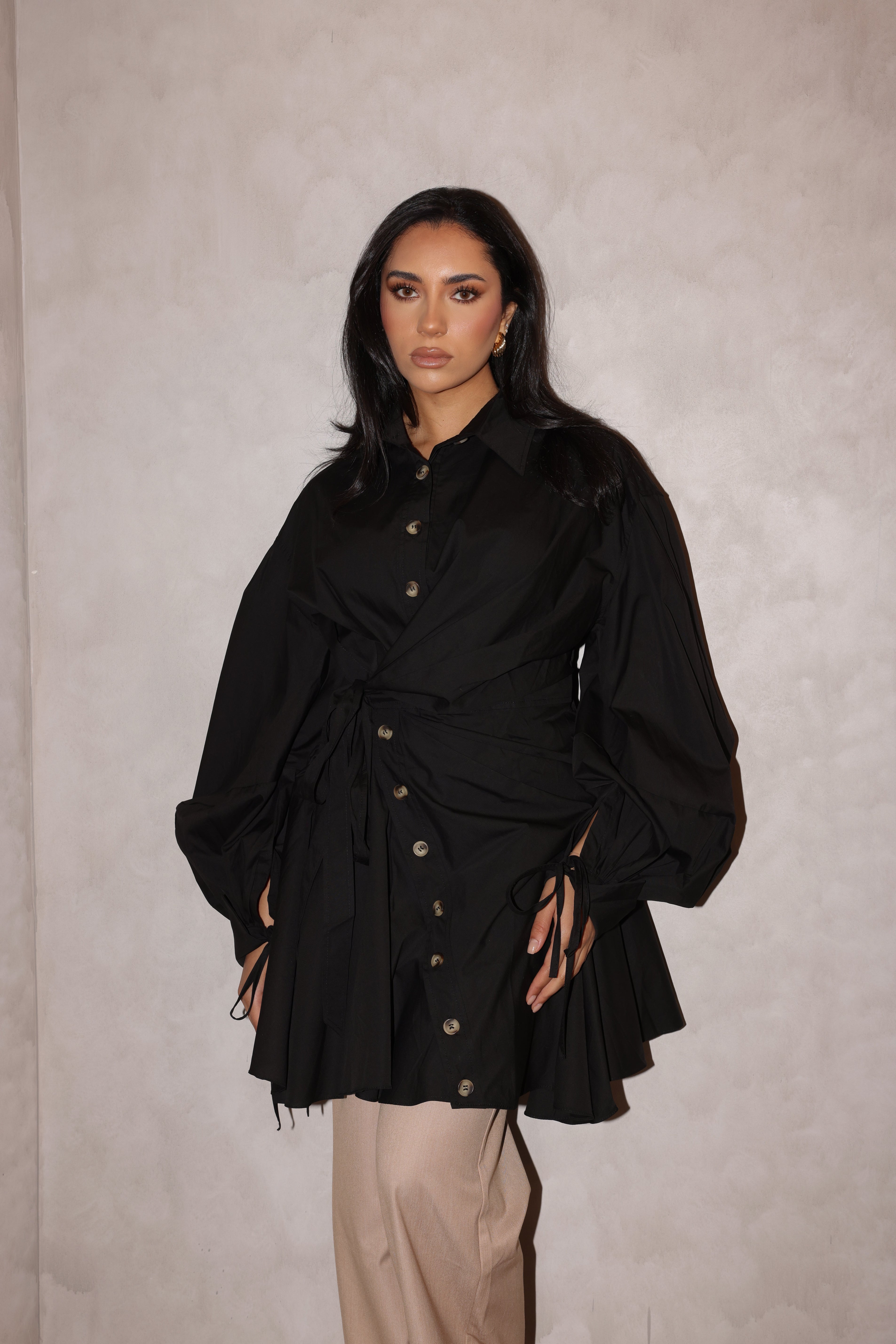 Positano Wrap Shirt - Black