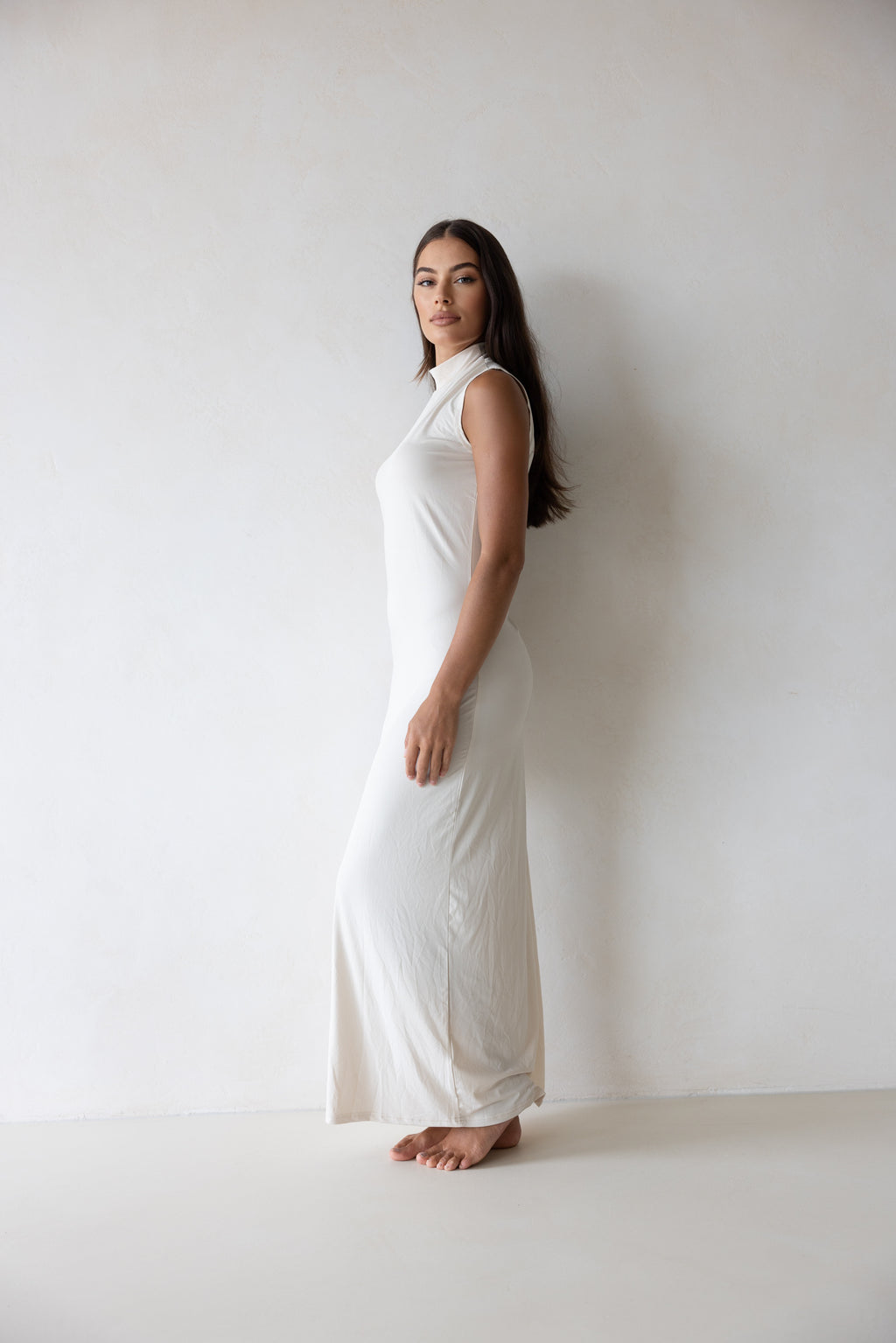 Luxe Sleeveless Slip Dress Sand