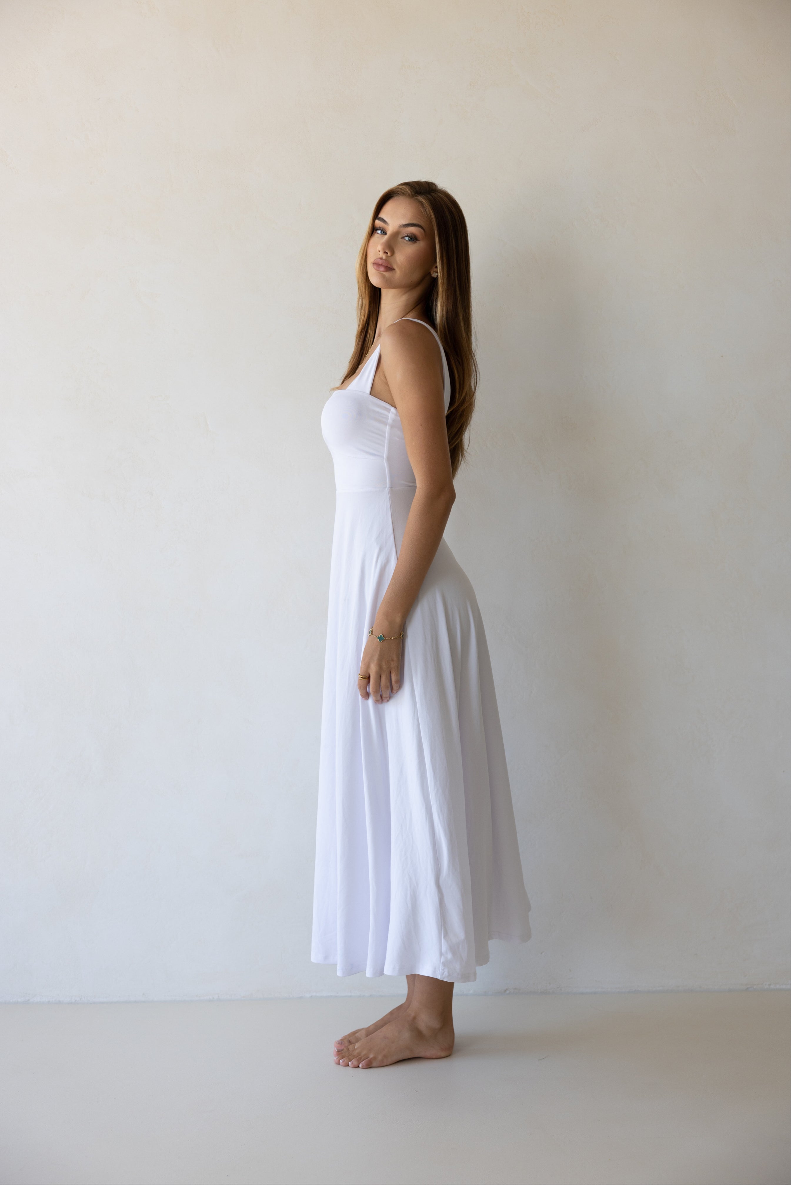 Luxe Box Neck Dress Snow