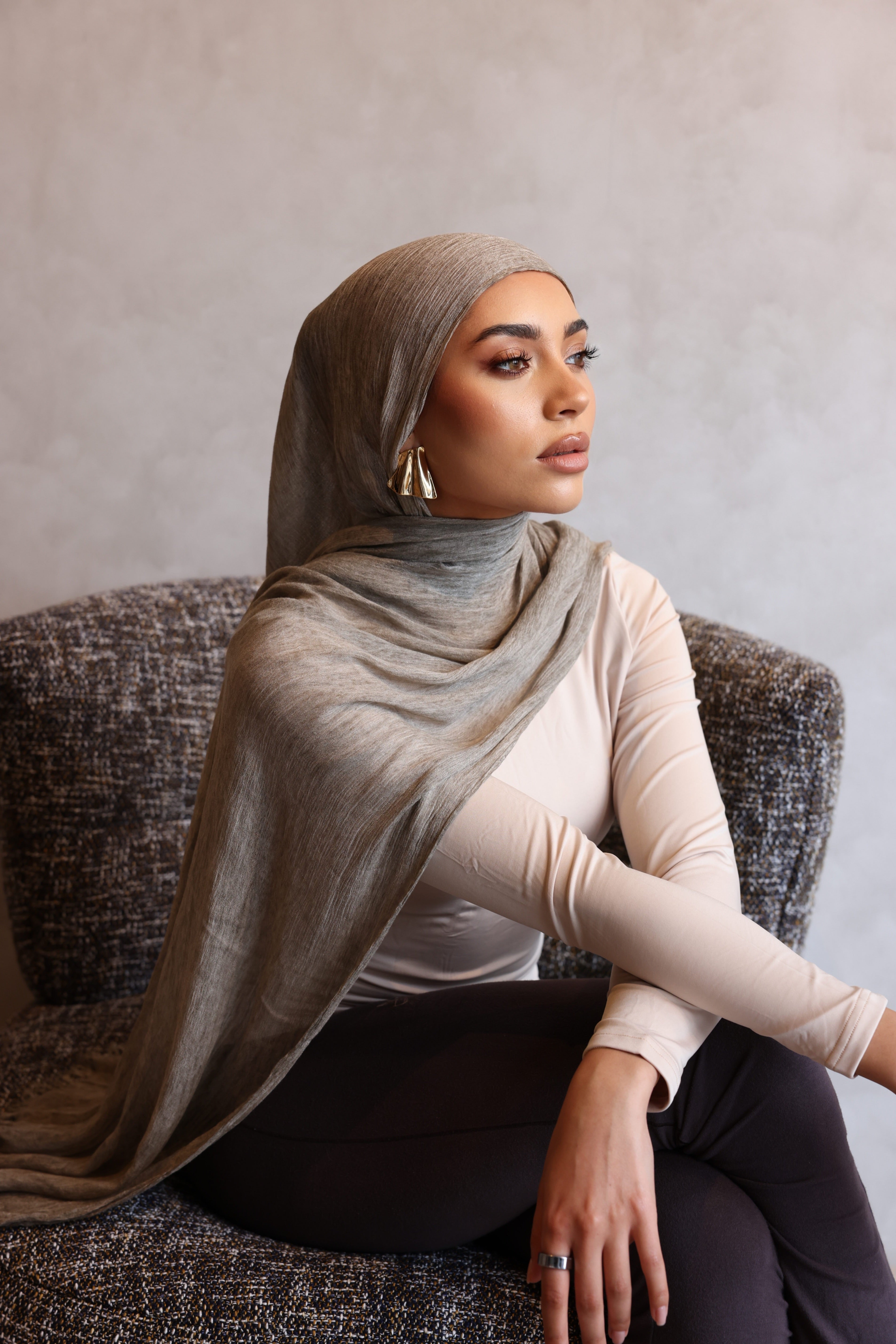 Textured Rayon Hijab - Almond