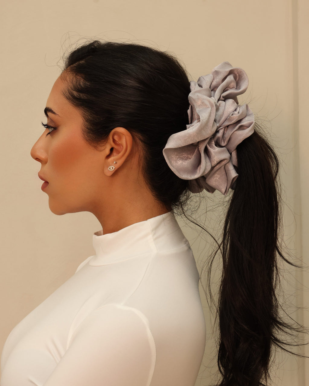 Silk satin scrunchies Smoke