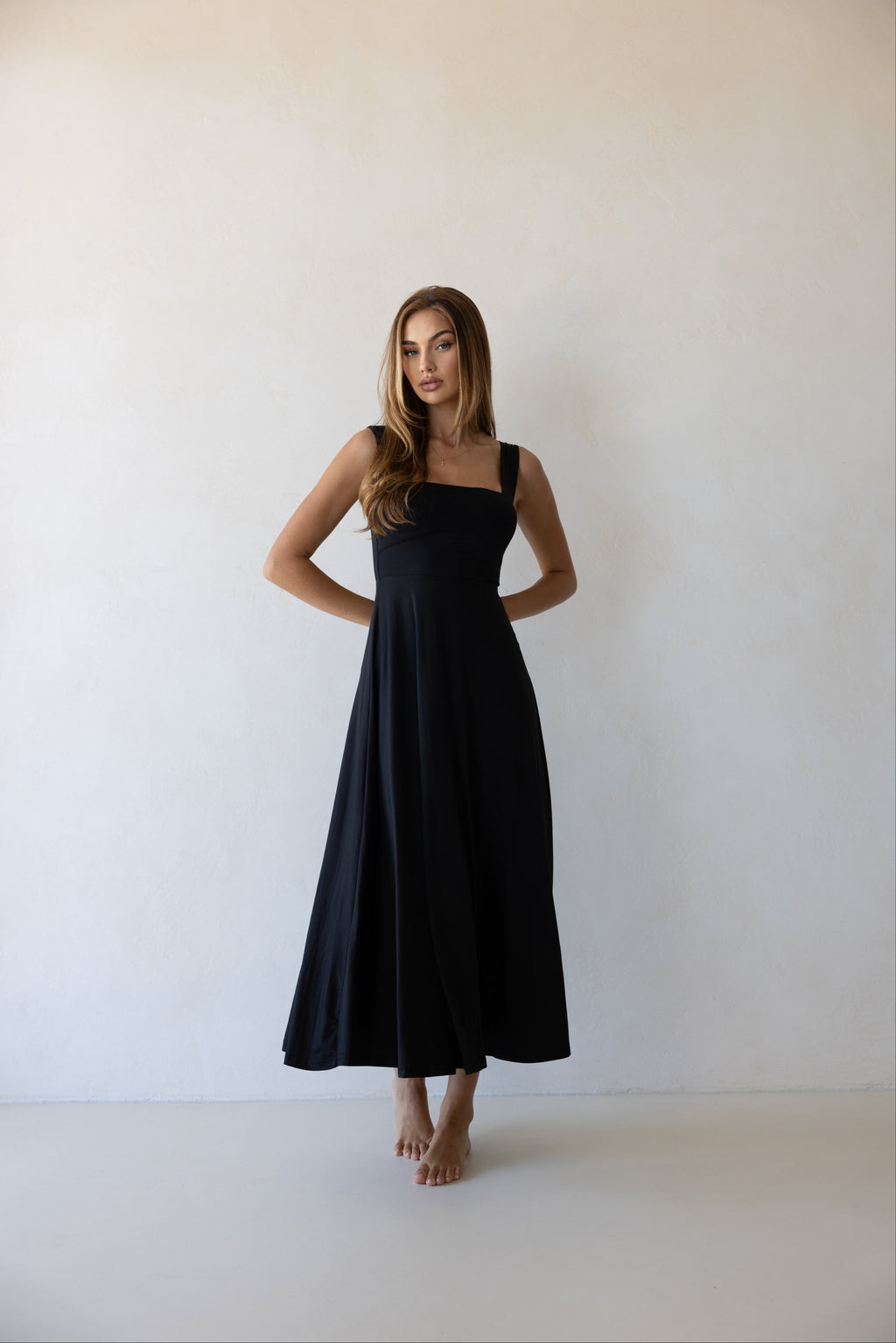 Luxe Box Neck Dress Midnight