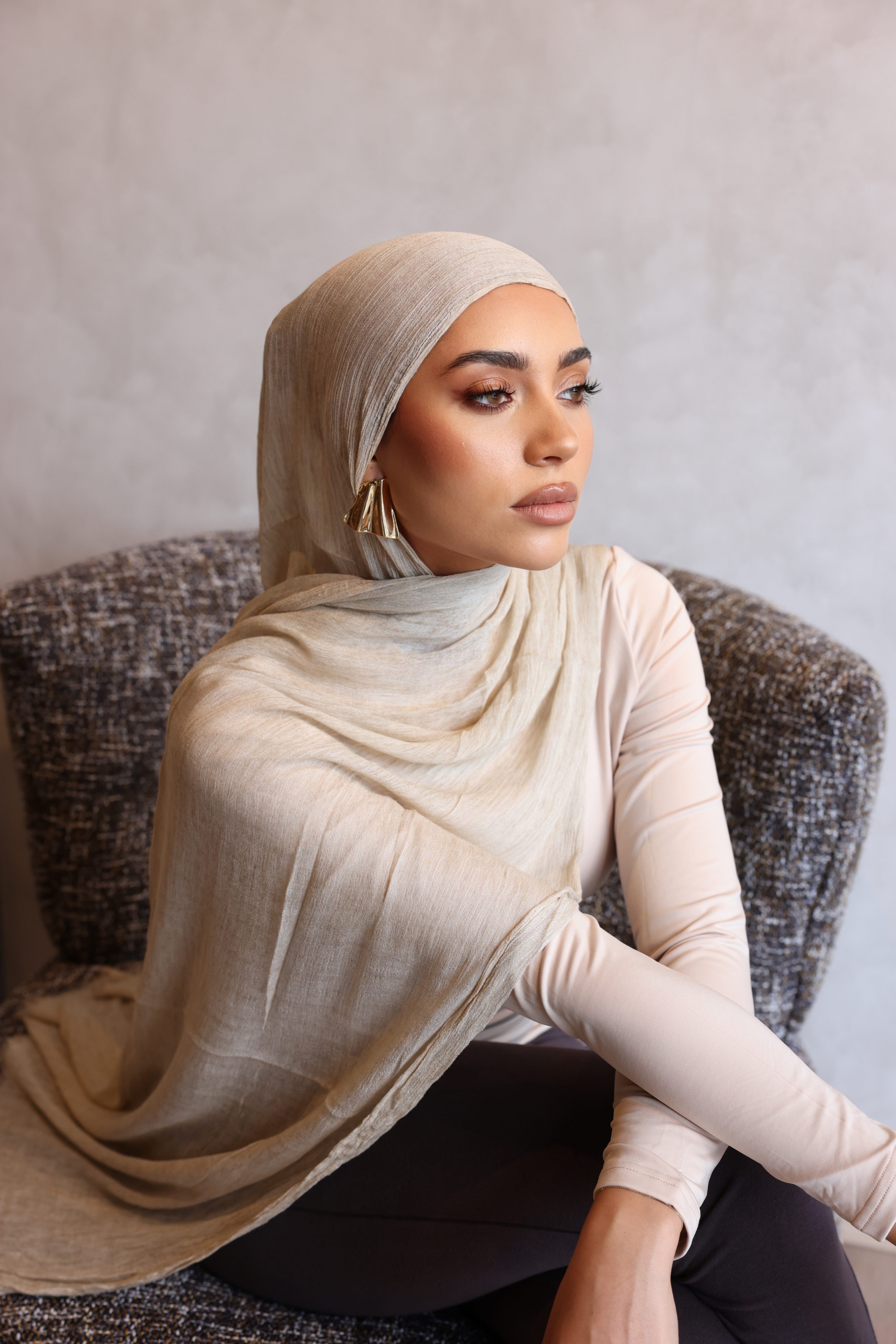 Textured Rayon Hijab - Sand