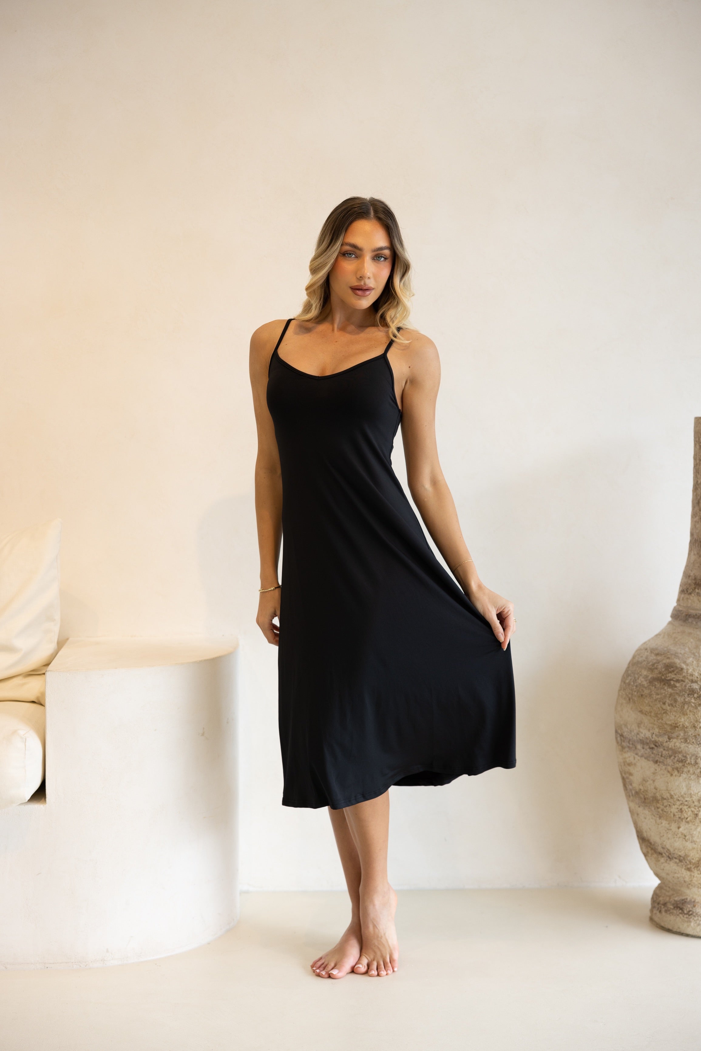 Luxe Cami Slip Dress Midnight