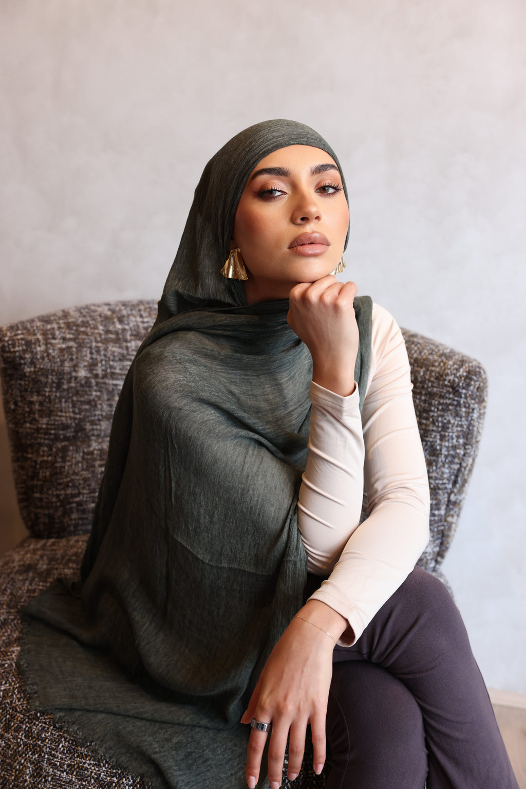 Textured Rayon Hijab - Forest