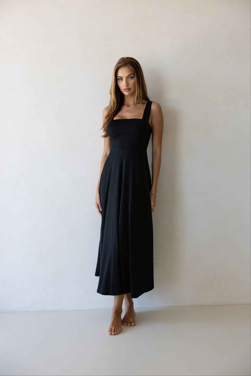 Luxe Box Neck Dress Midnight