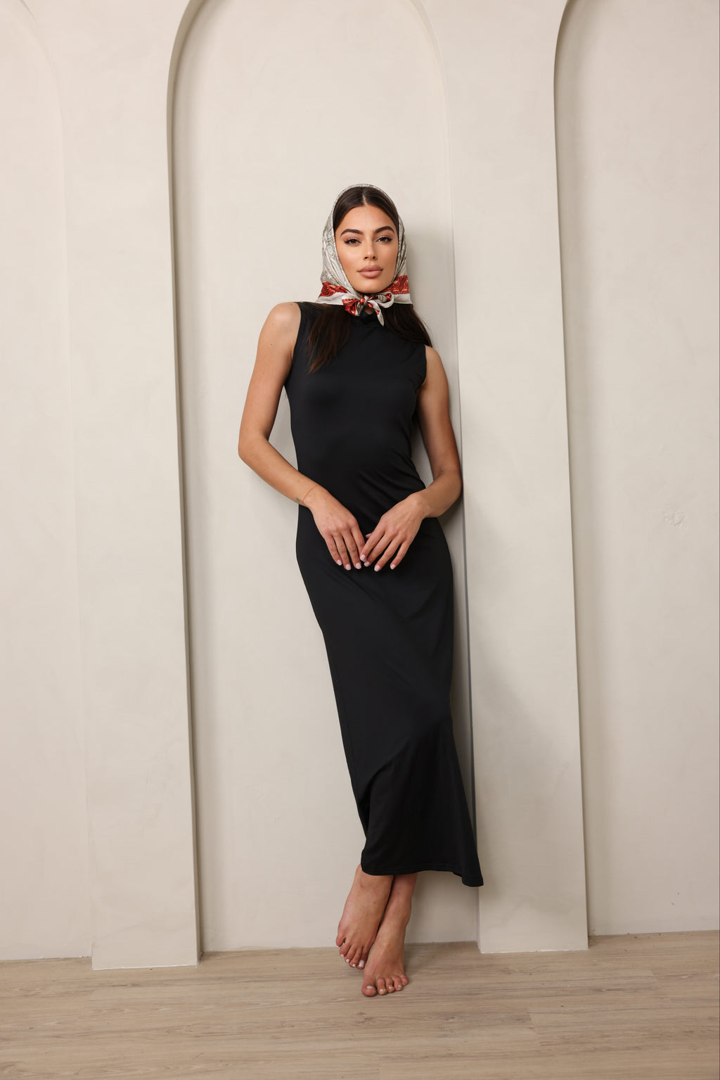 PRINTED SILK BLEND SQUARE BANDANA