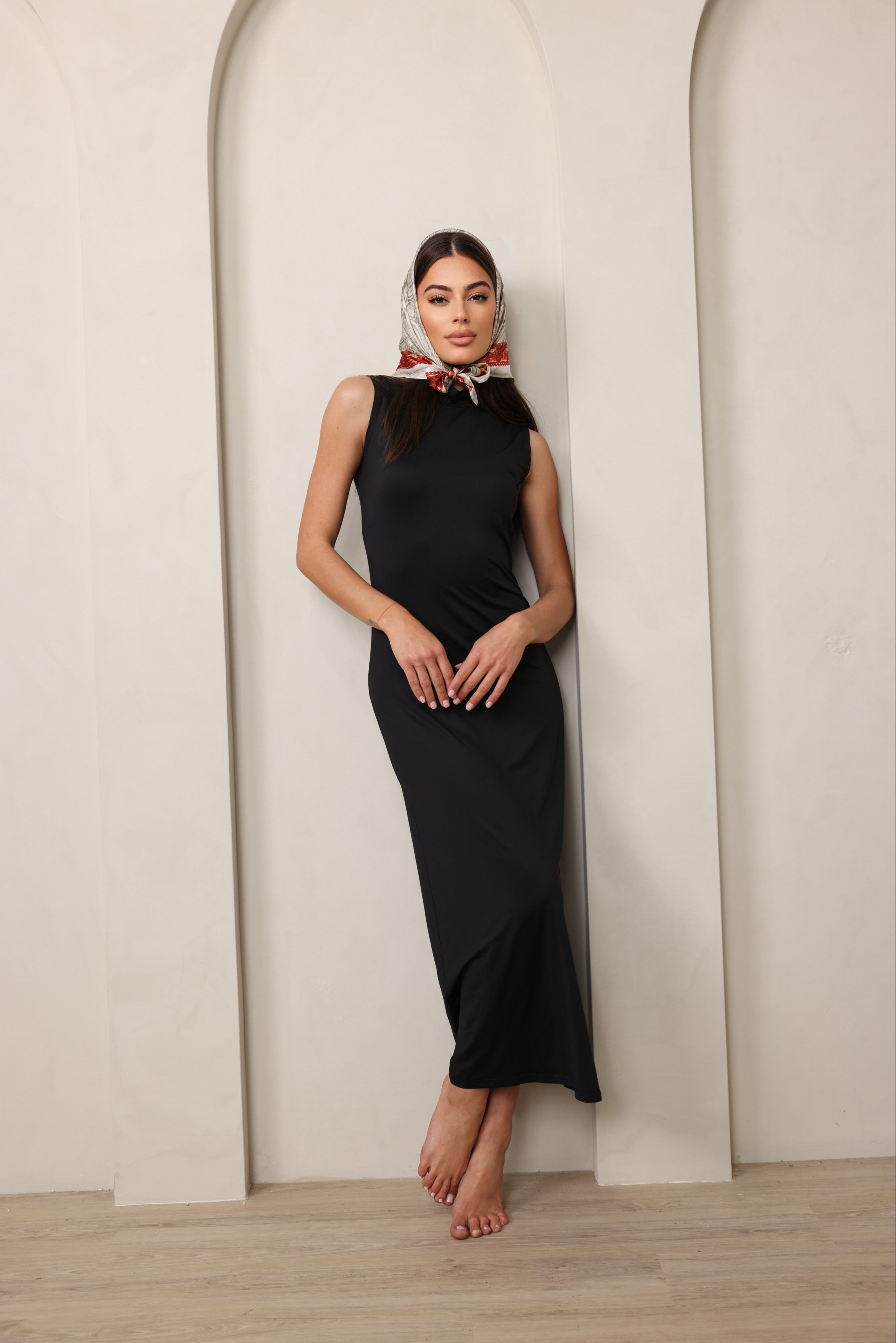 PRINTED SILK BLEND SQUARE BANDANA