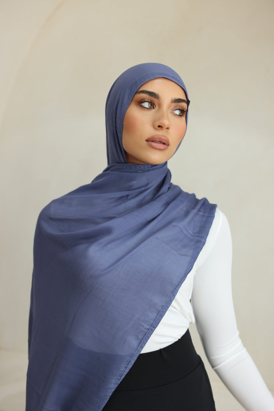 Luxe Double Stitch Hijab Denim