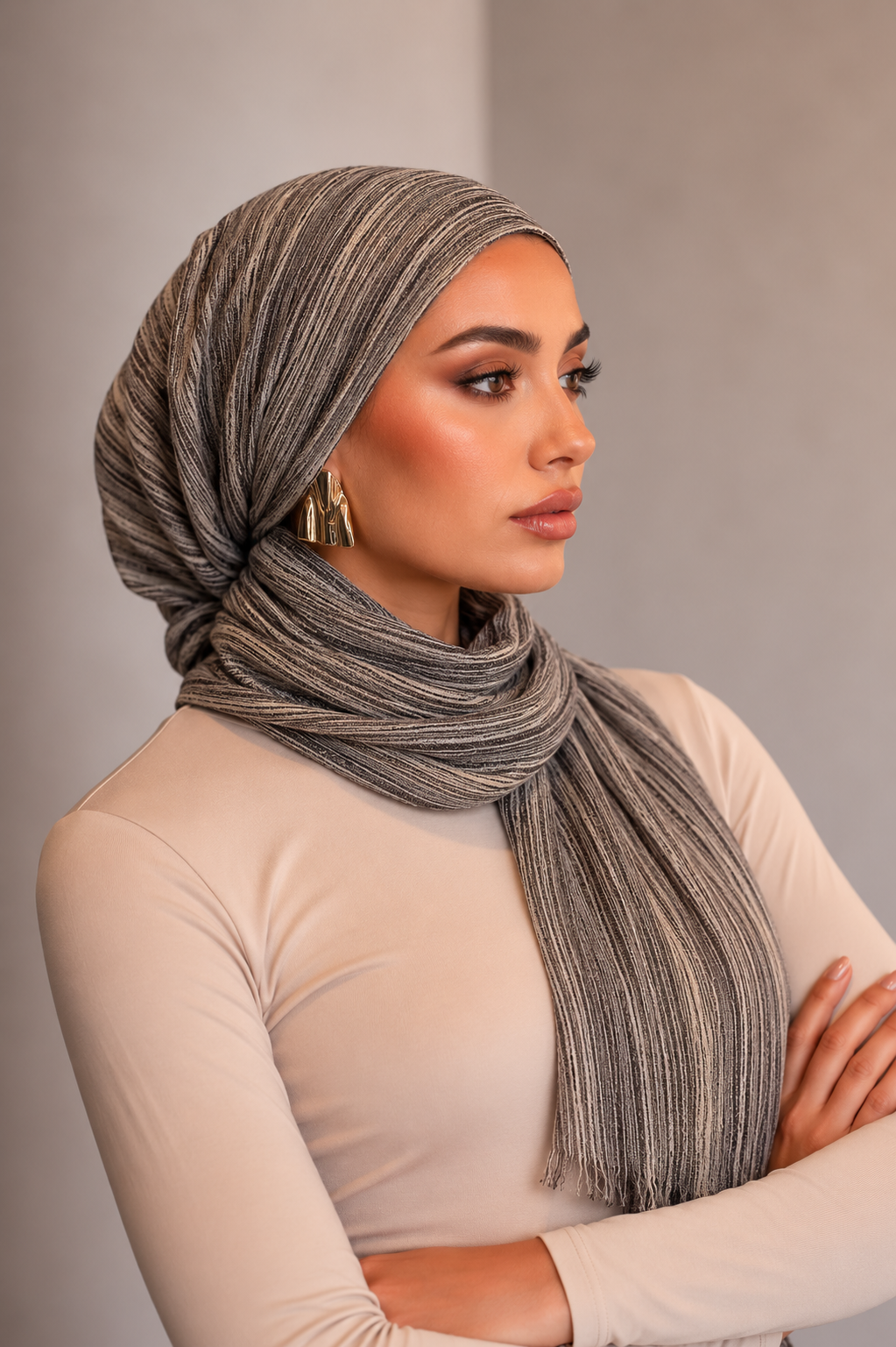 Rayon Wave Hijab - Cookies and cream