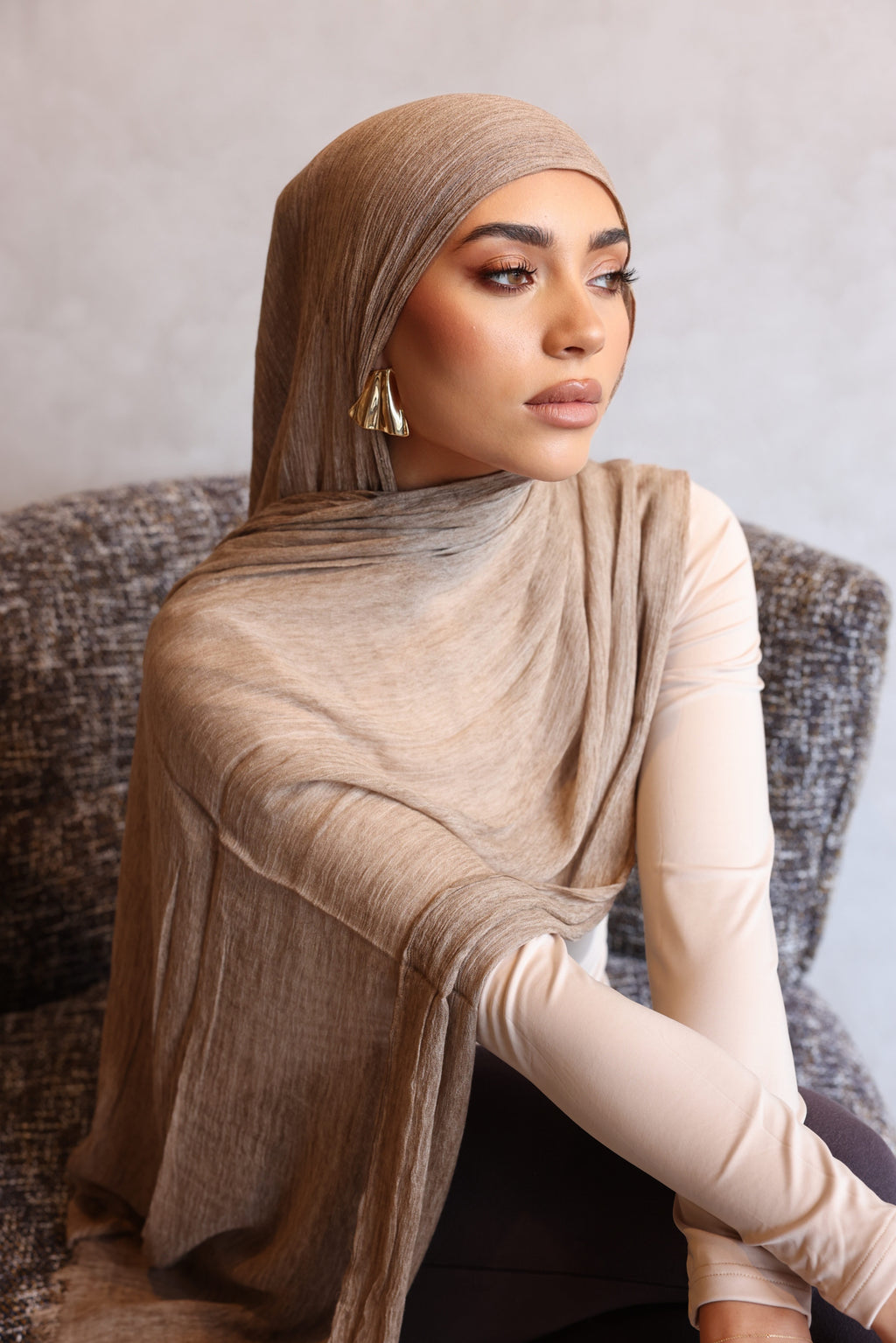 Textured Rayon Hijab - Mink