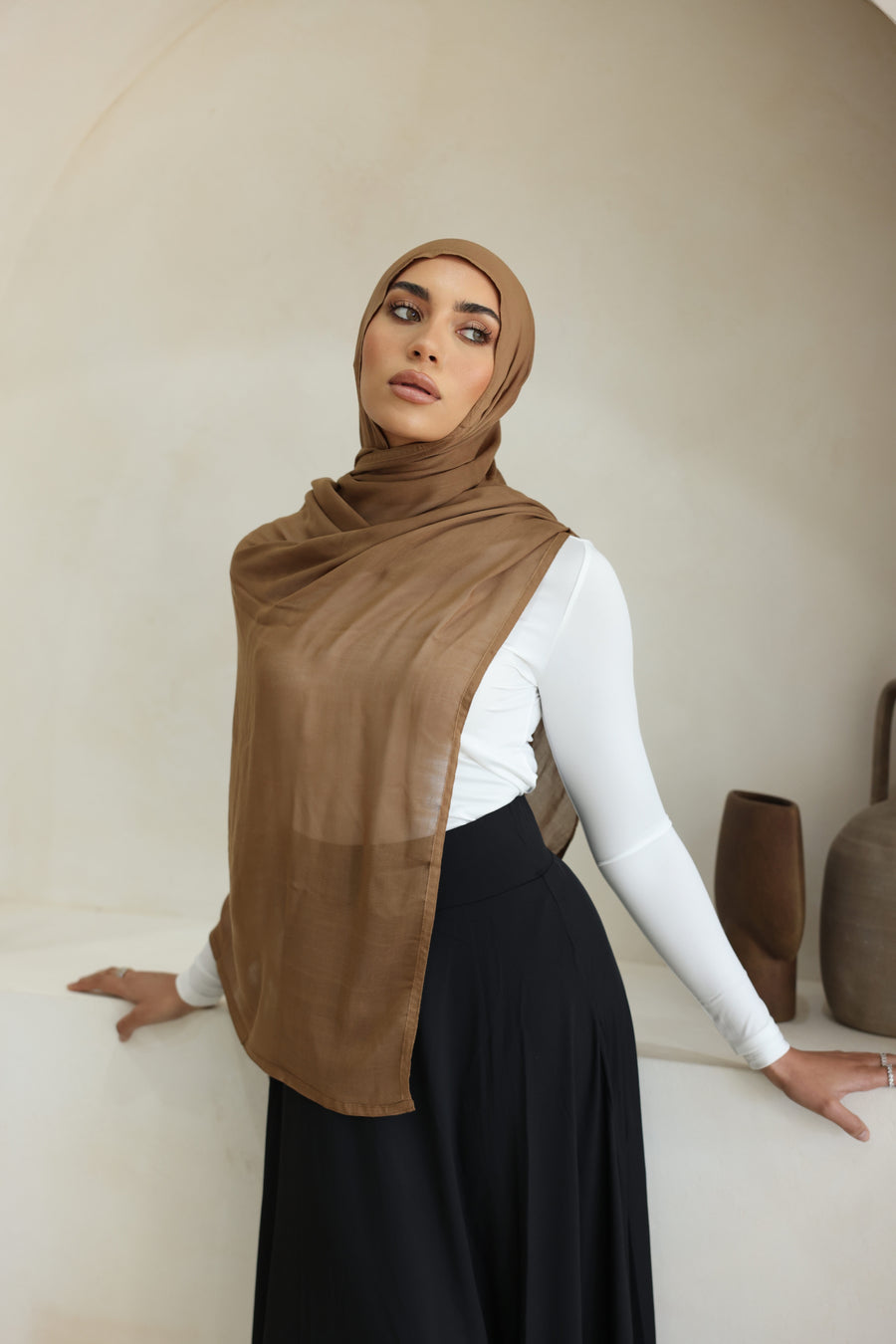 Luxe Double Stitch Hijab Cinnamon