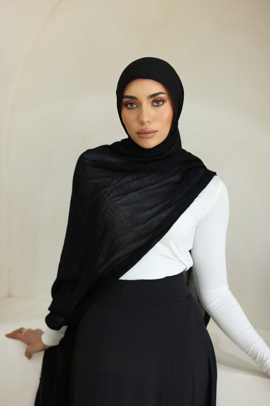 Luxe Double Stitch Hijab Midnight