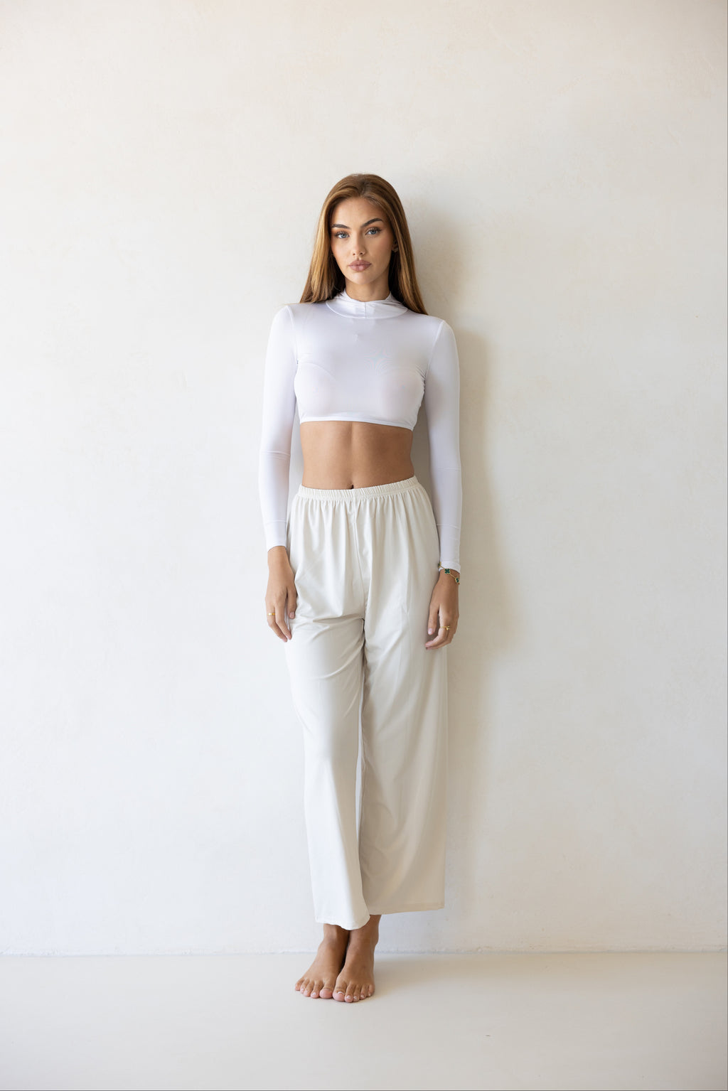 Luxe Hooded Crop Snow FINAL SALE