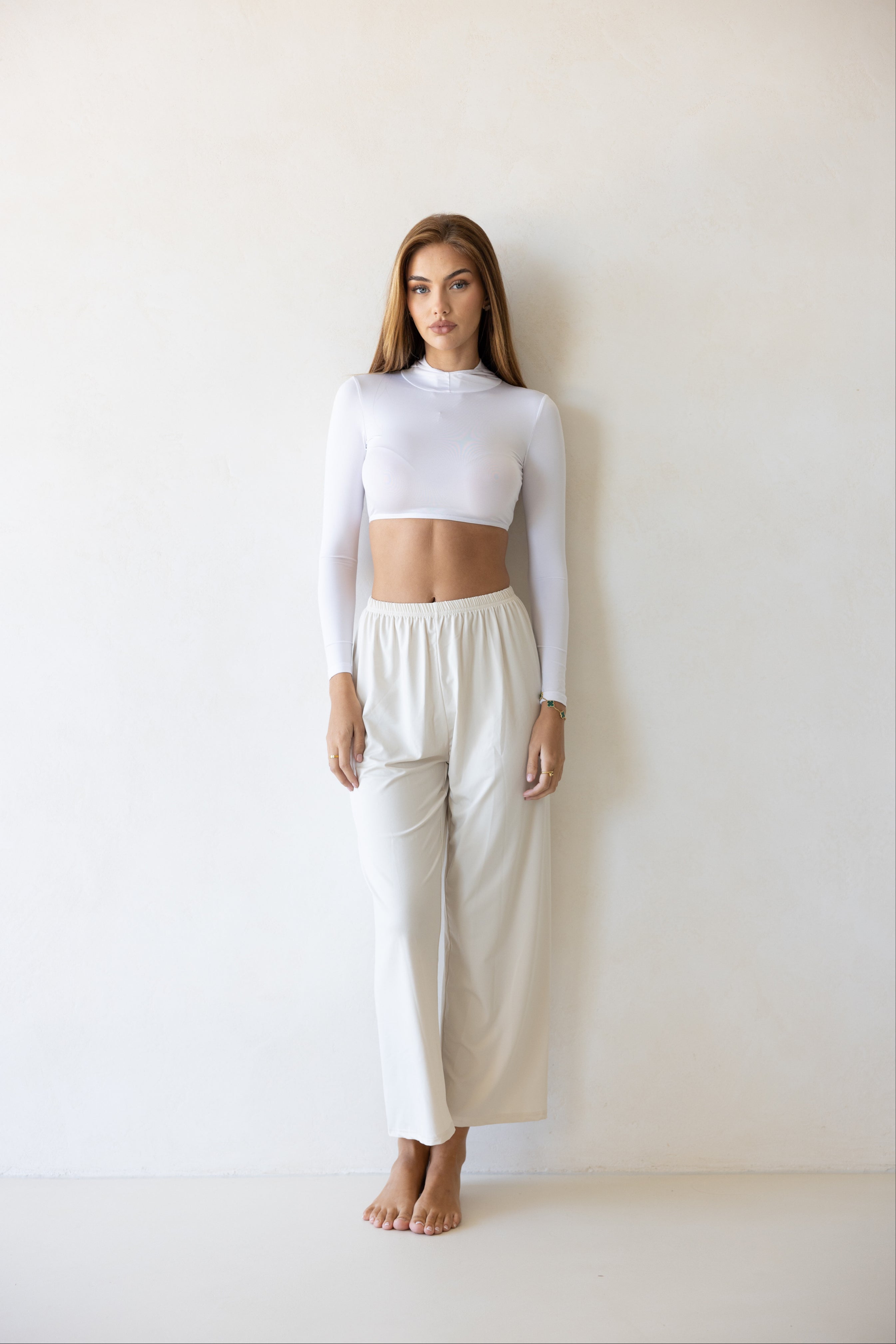 Luxe Hooded Crop Snow FINAL SALE