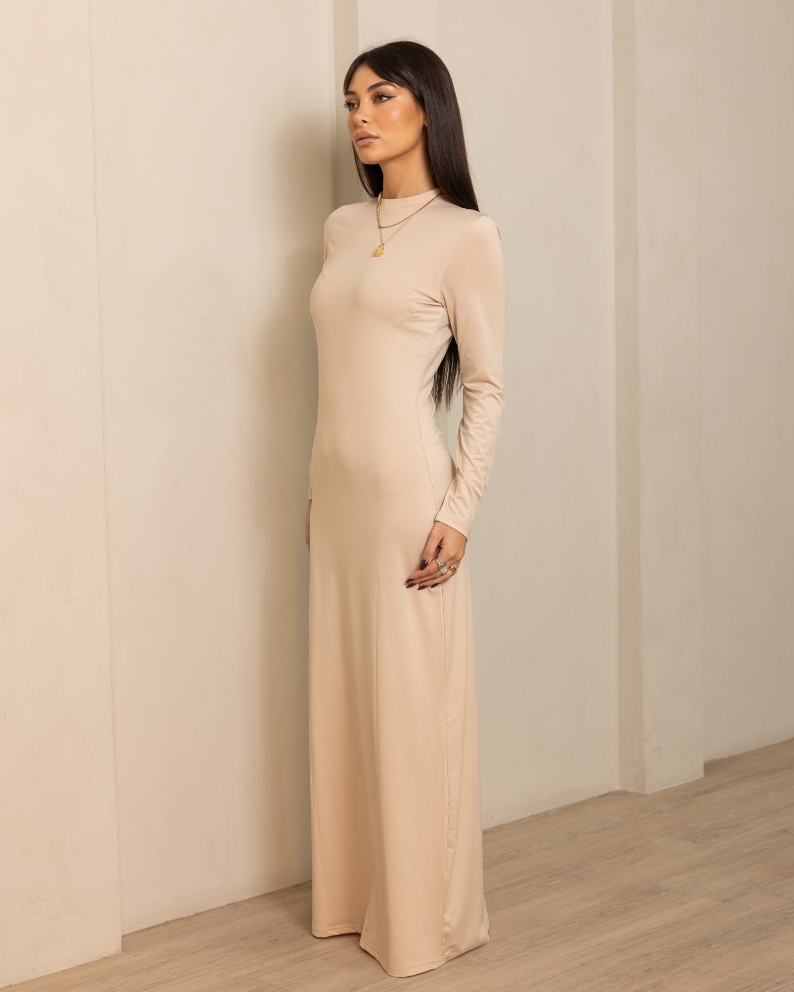 Luxe Slip Dress Low Neck Clay