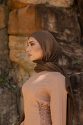 Luxe Rayon Hijab Frayed Edge - CHOCOLATE 12