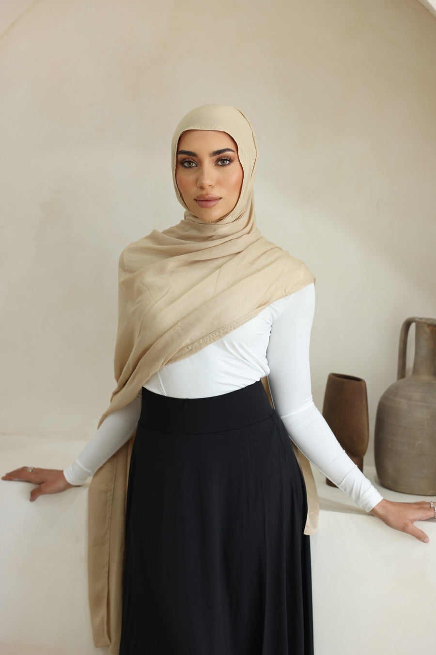 Luxe Double Stitch Hijab Oat