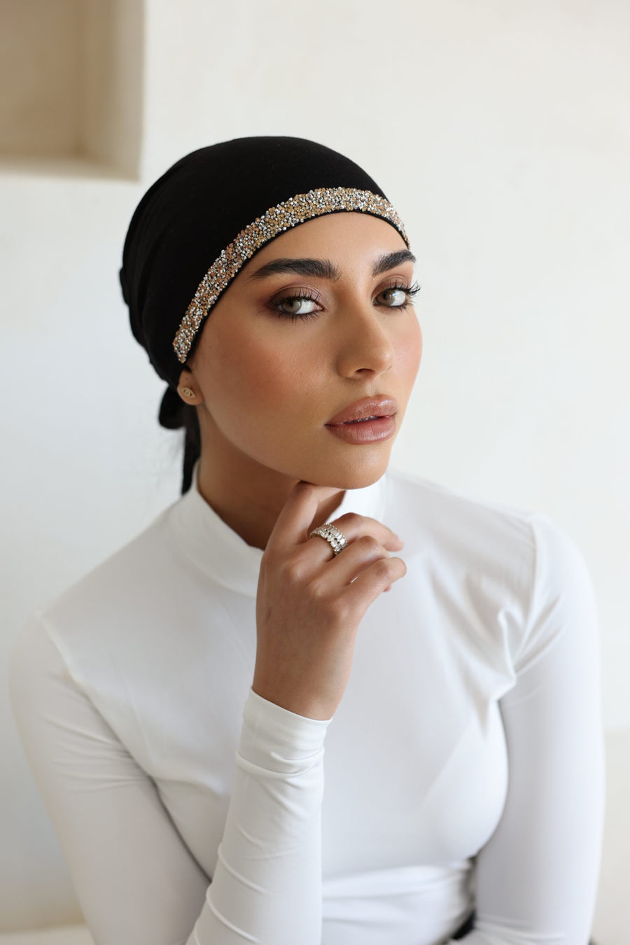 BEADED MODAL UNDERCAP - Midnight