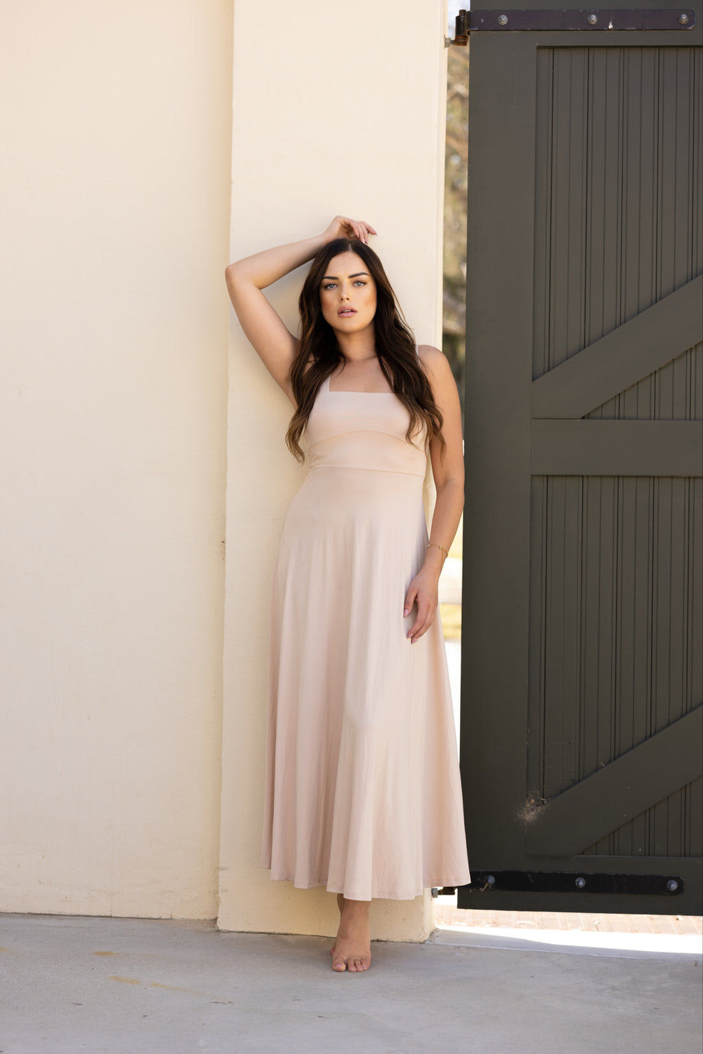 Luxe Box Neck Dress Clay