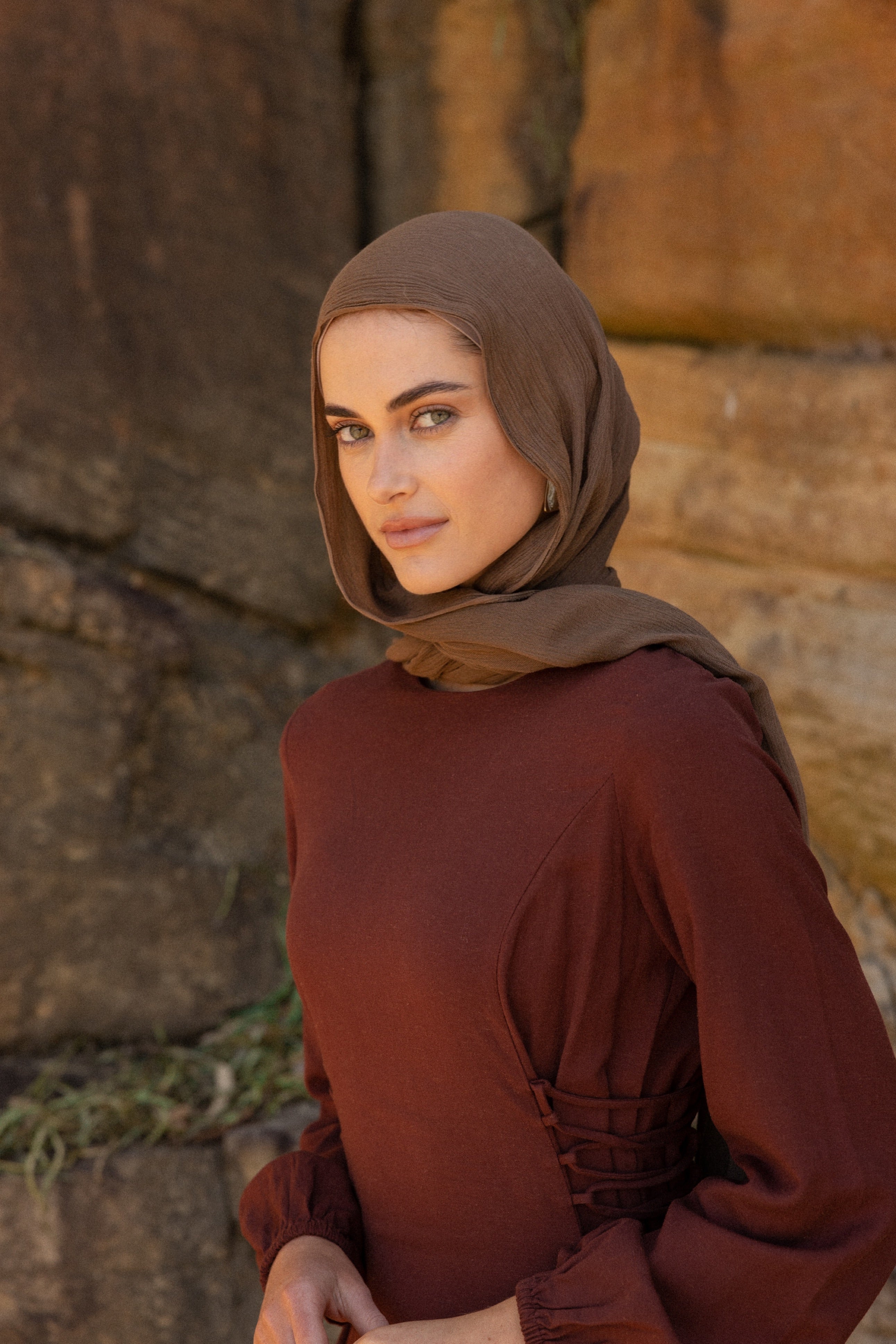 Luxe Rayon Hijab Frayed Edge - COCOA