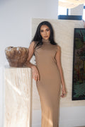 Luxe Sleeveless Slip Dress  Latte