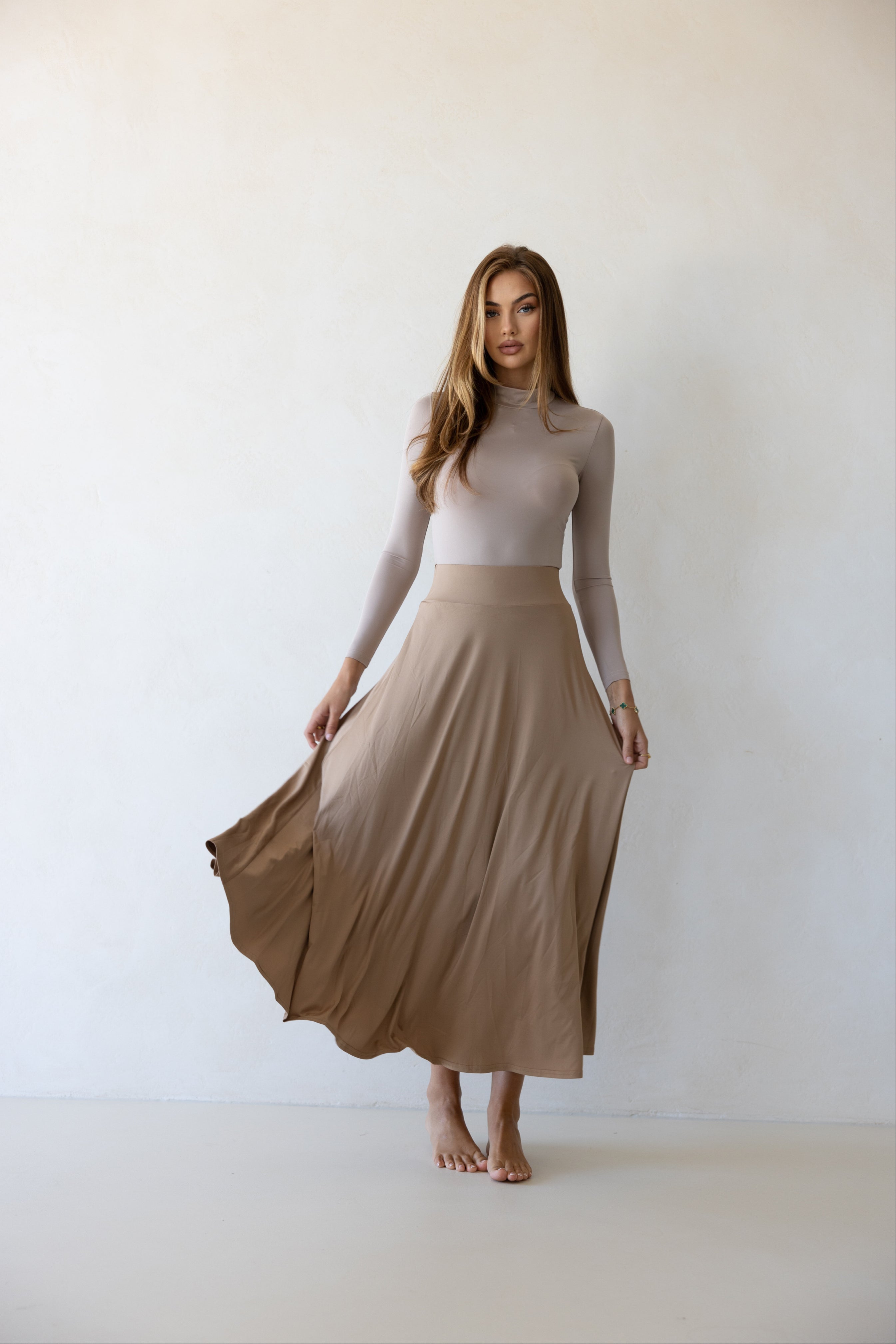 Luxe Swing Skirt Latte