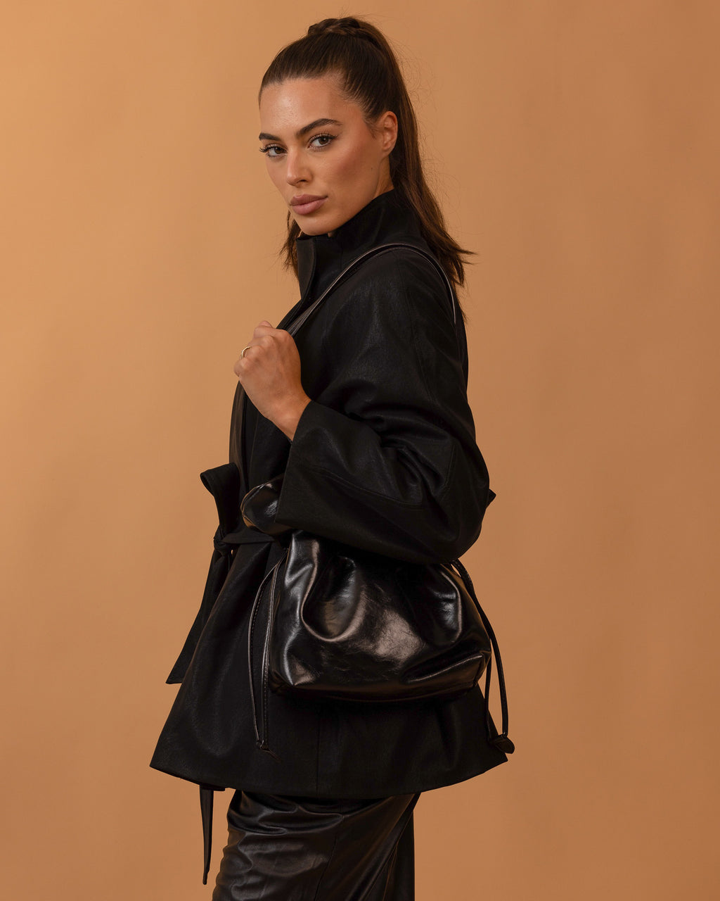 Patent Boho Bag - Black