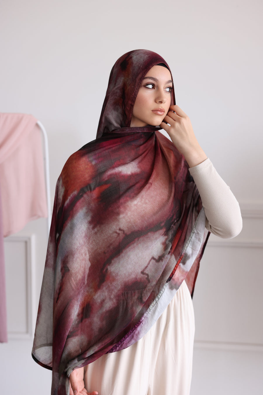 BLUSH TIE DYE DOUBLE STITCH HIJAB