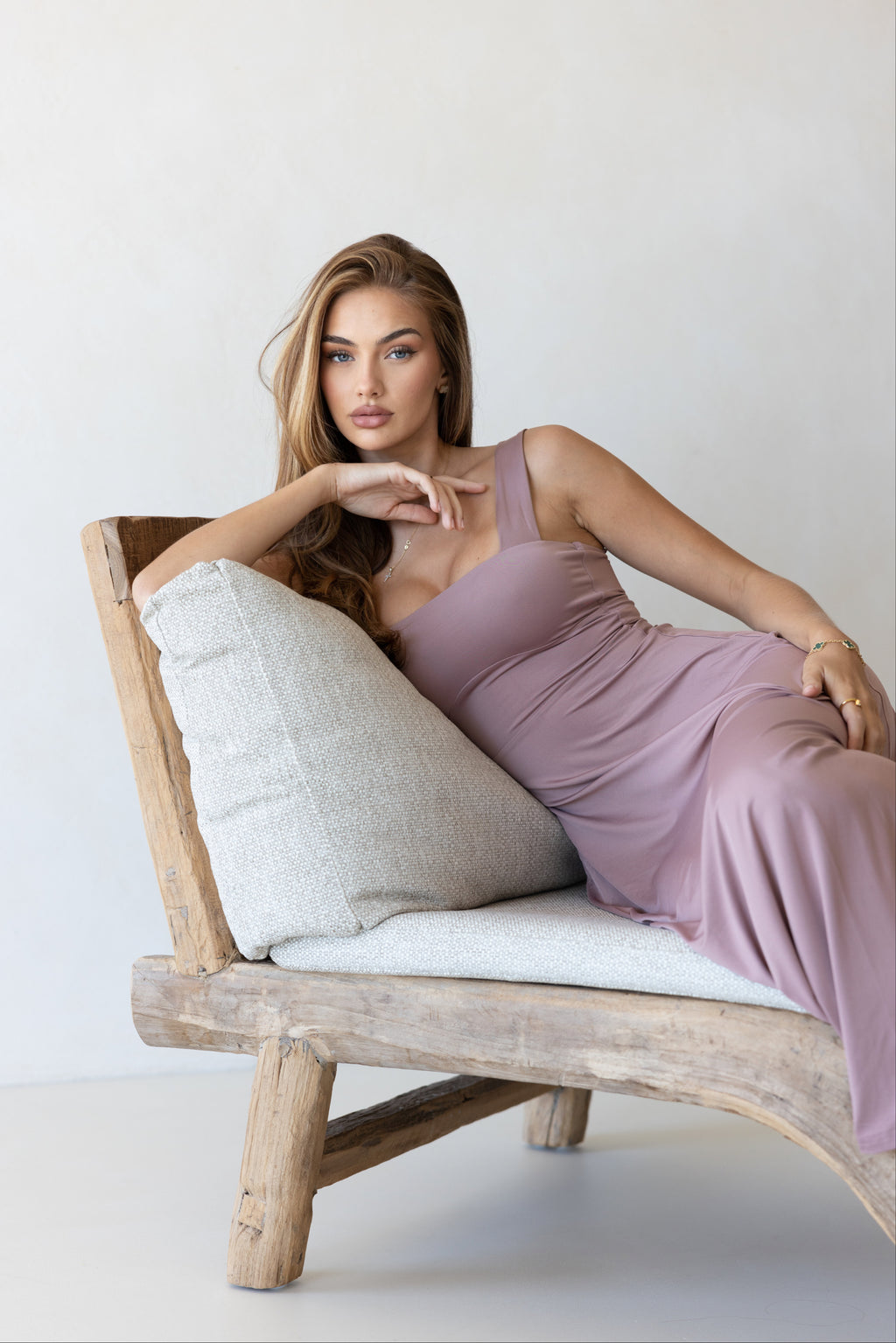 Luxe Box Neck Dress Berry