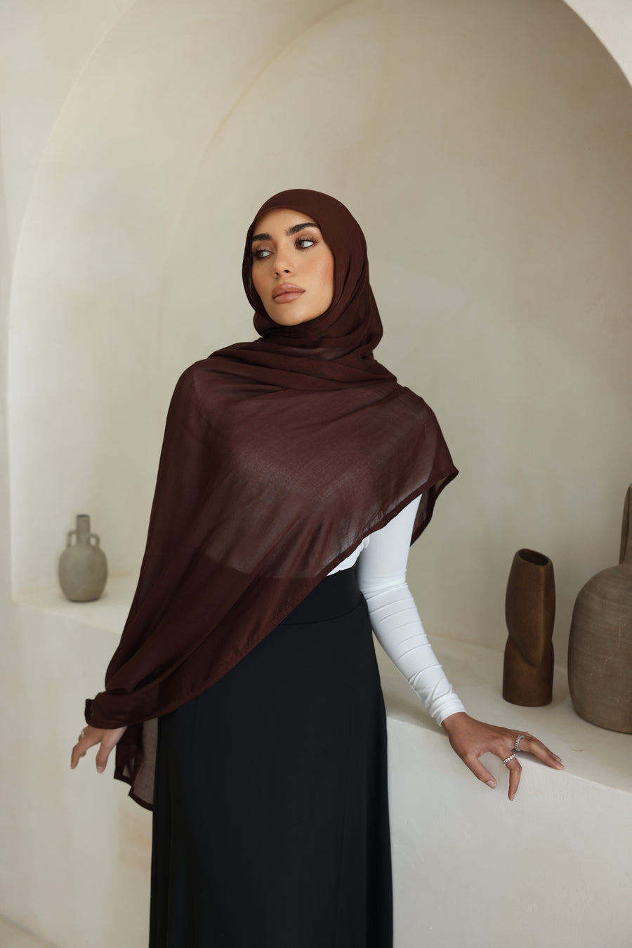 Luxe Double Stitch Hijab Saffron