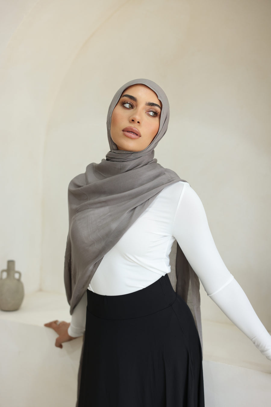 Luxe Double Stitch Hijab Steel