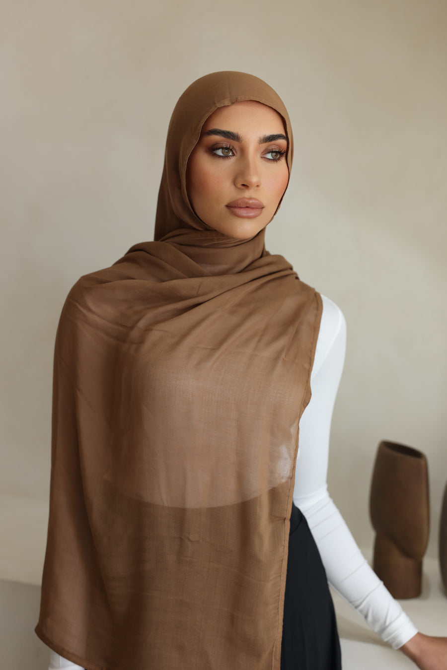 Luxe Double Stitch Hijab Cinnamon