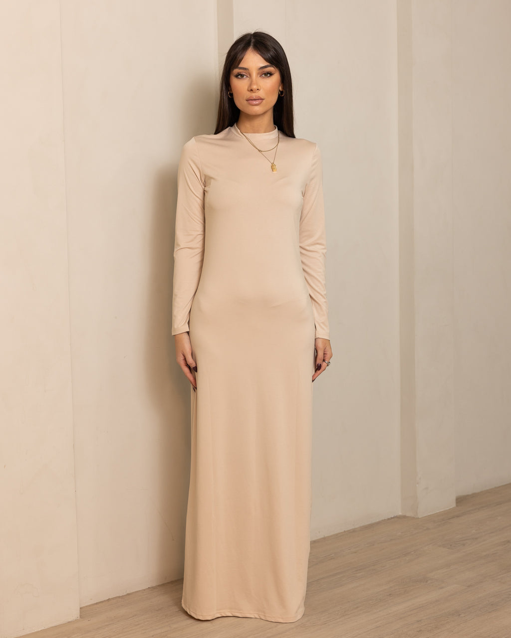 Luxe Slip Dress Low Neck Clay