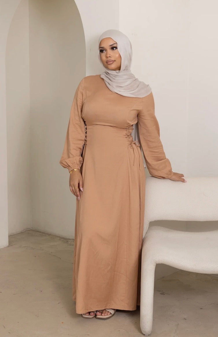 Elara Side Tie Dress - Slate Dust