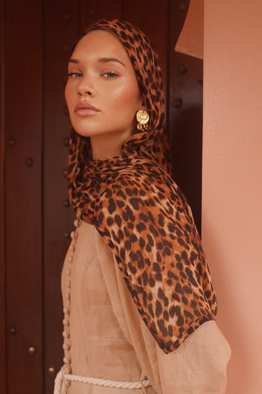 LEOPARD DOUBLE STITCH HIJAB