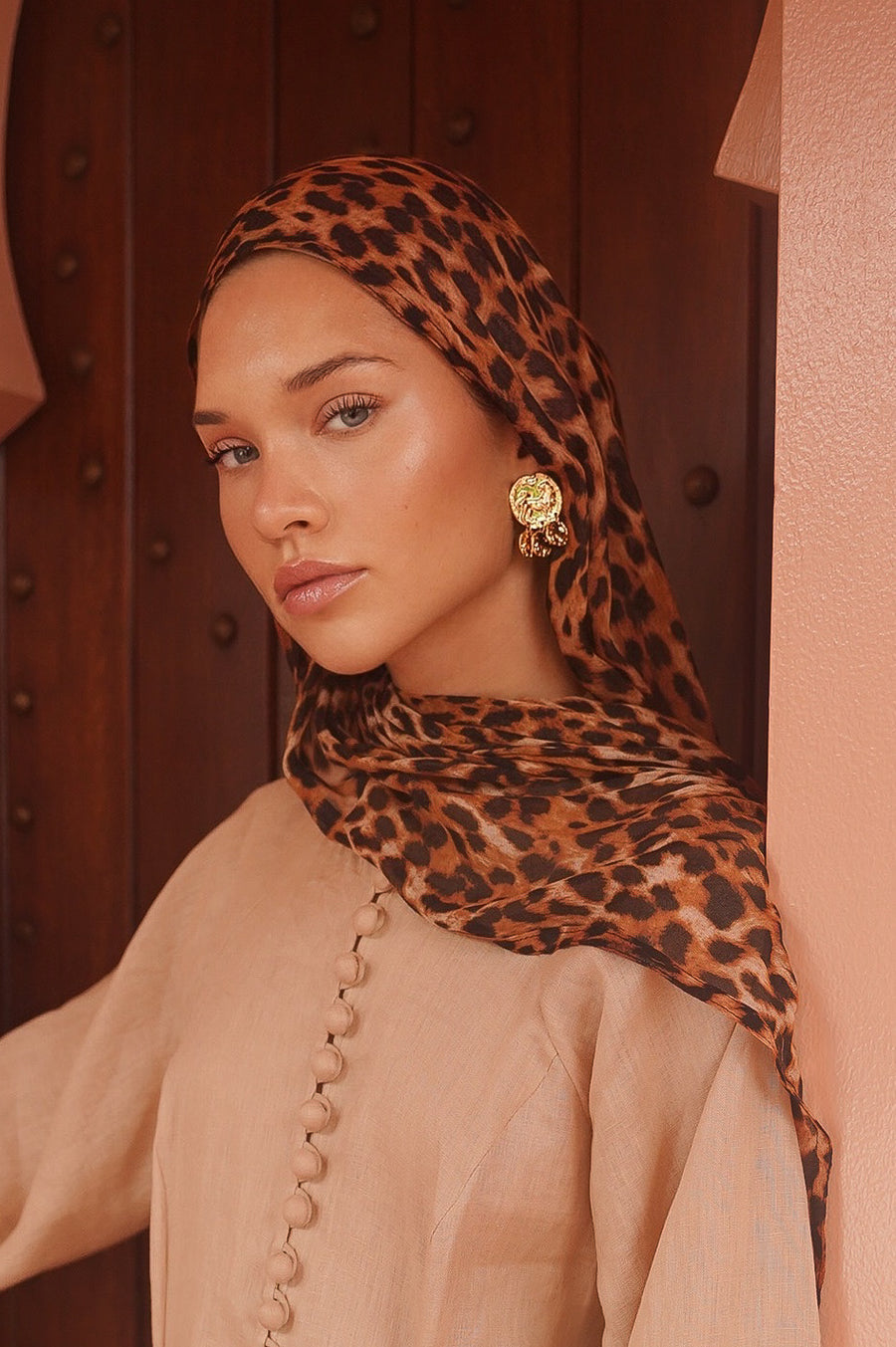 LEOPARD DOUBLE STITCH HIJAB