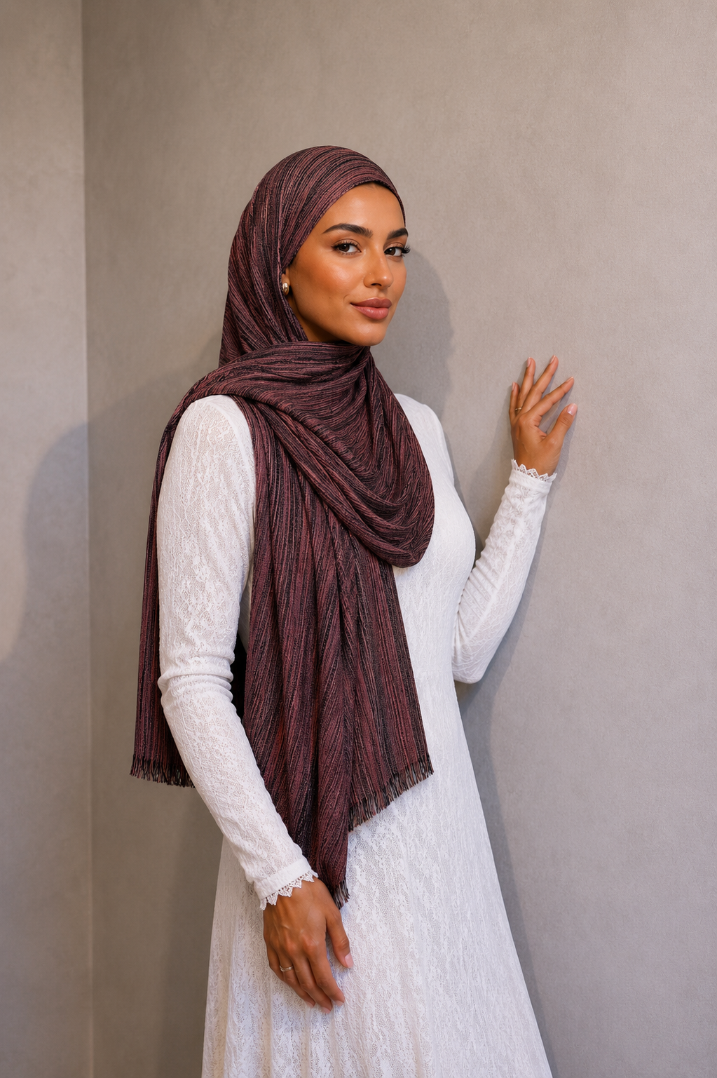 Rayon Wave Hijab - Rosy