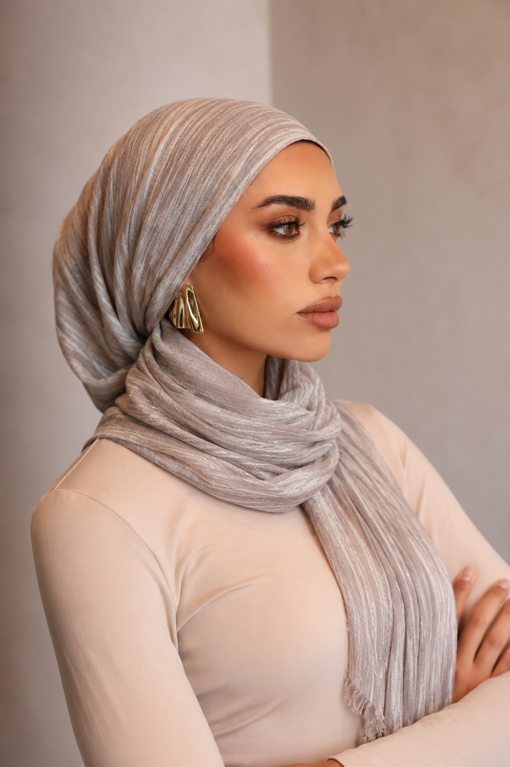 Rayon Wave Hijab - Sand