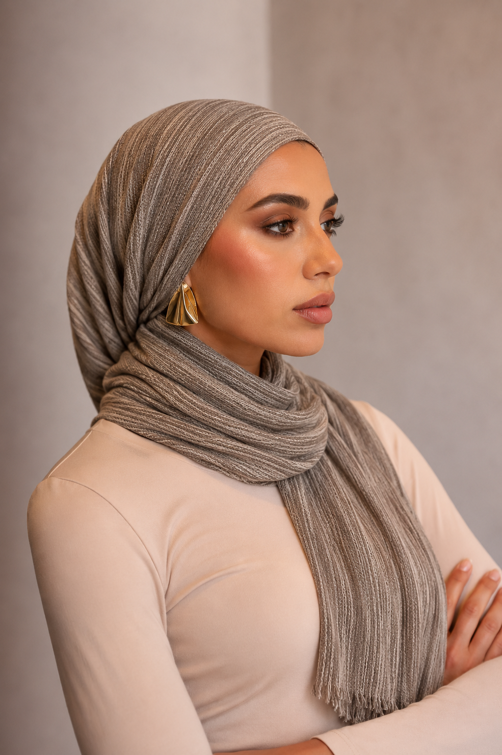 Rayon Wave Hijab - Almond