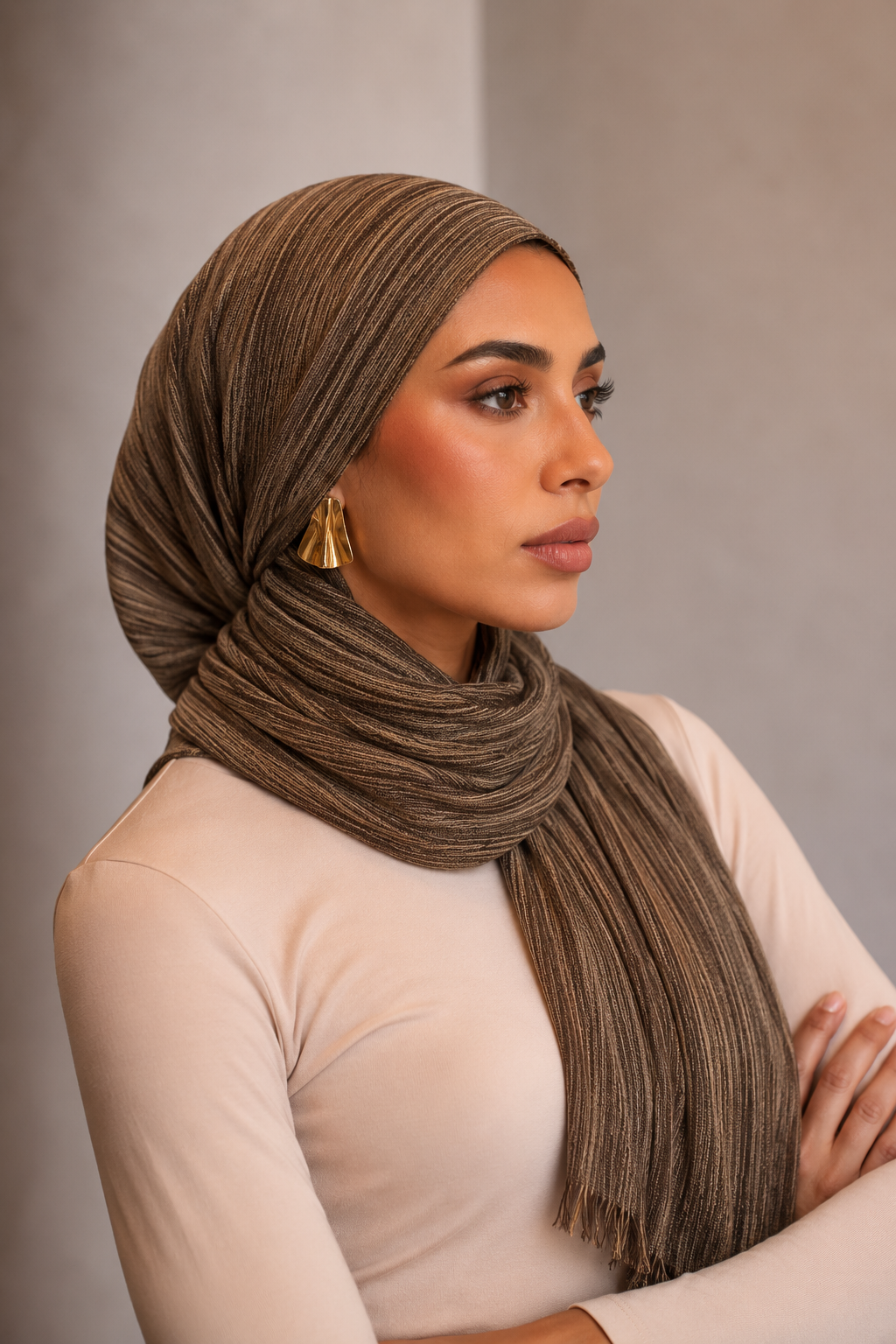 Rayon Wave Hijab - Nude
