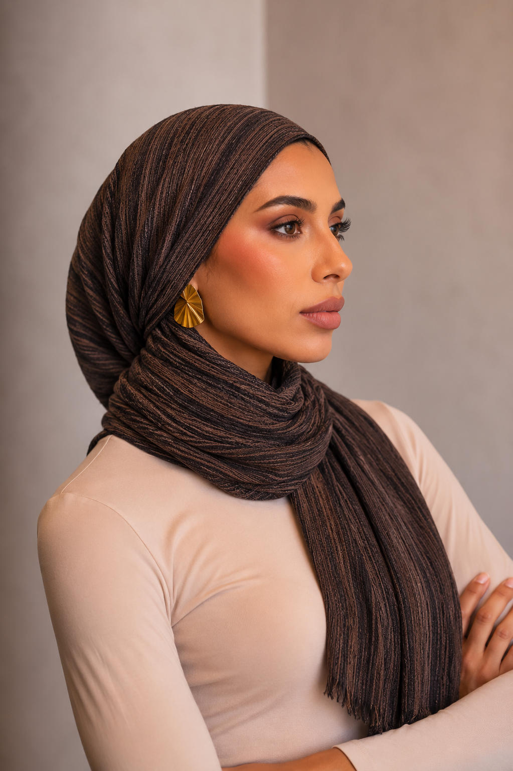 Rayon Wave Hijab - Chocolate