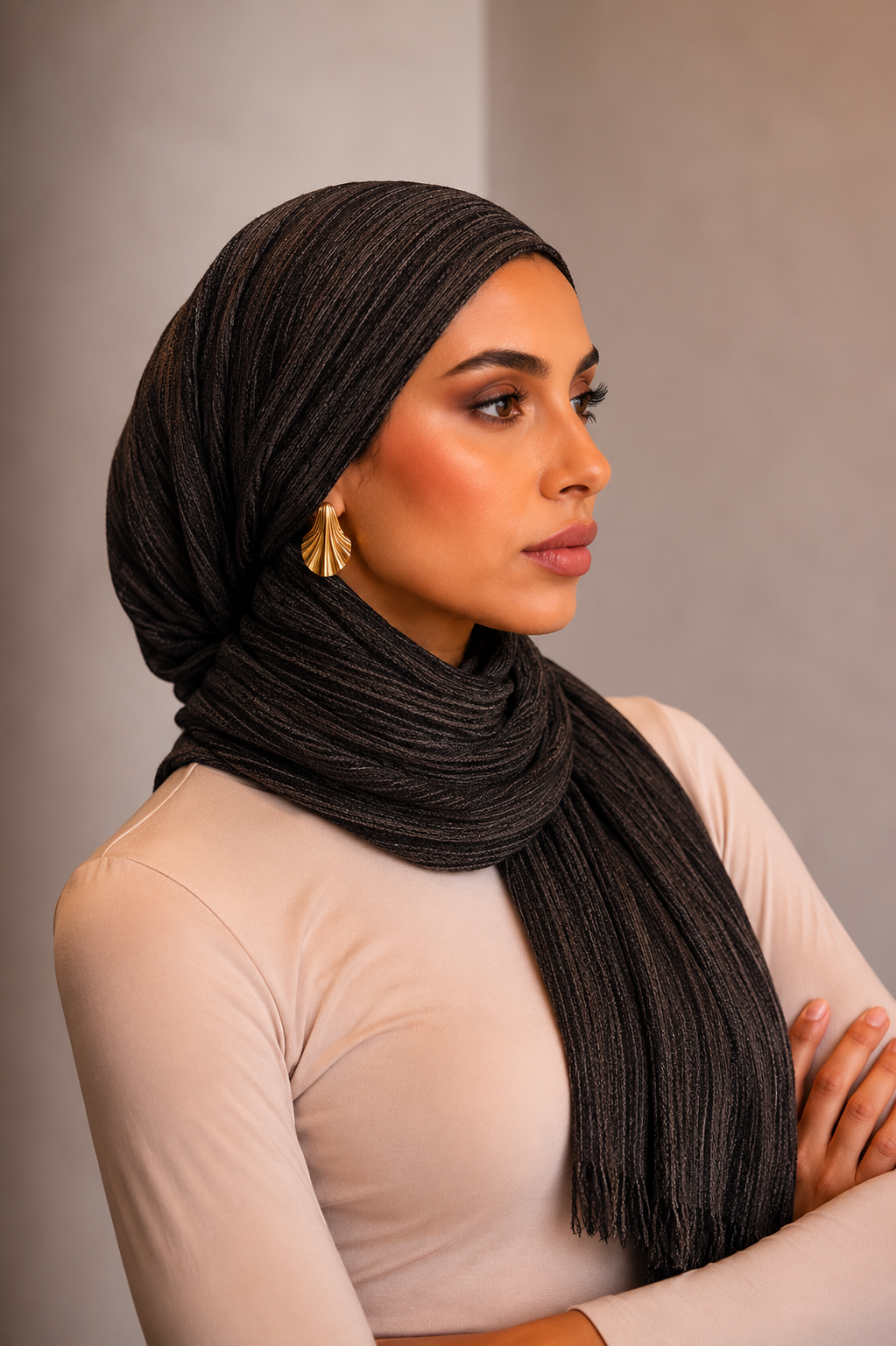 Rayon Wave Hijab - Cocoa