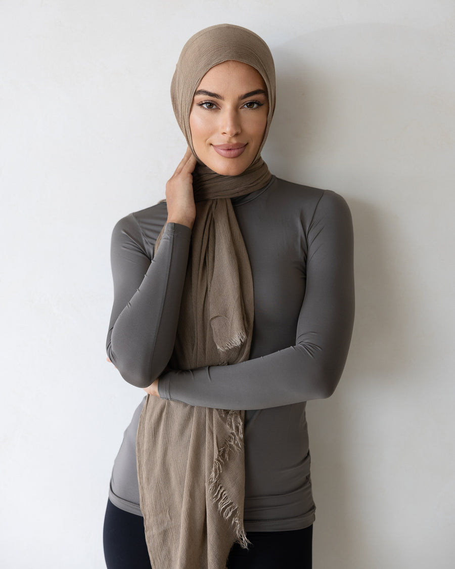 Luxe Rayon Hijab  Frayed Edge - MINK