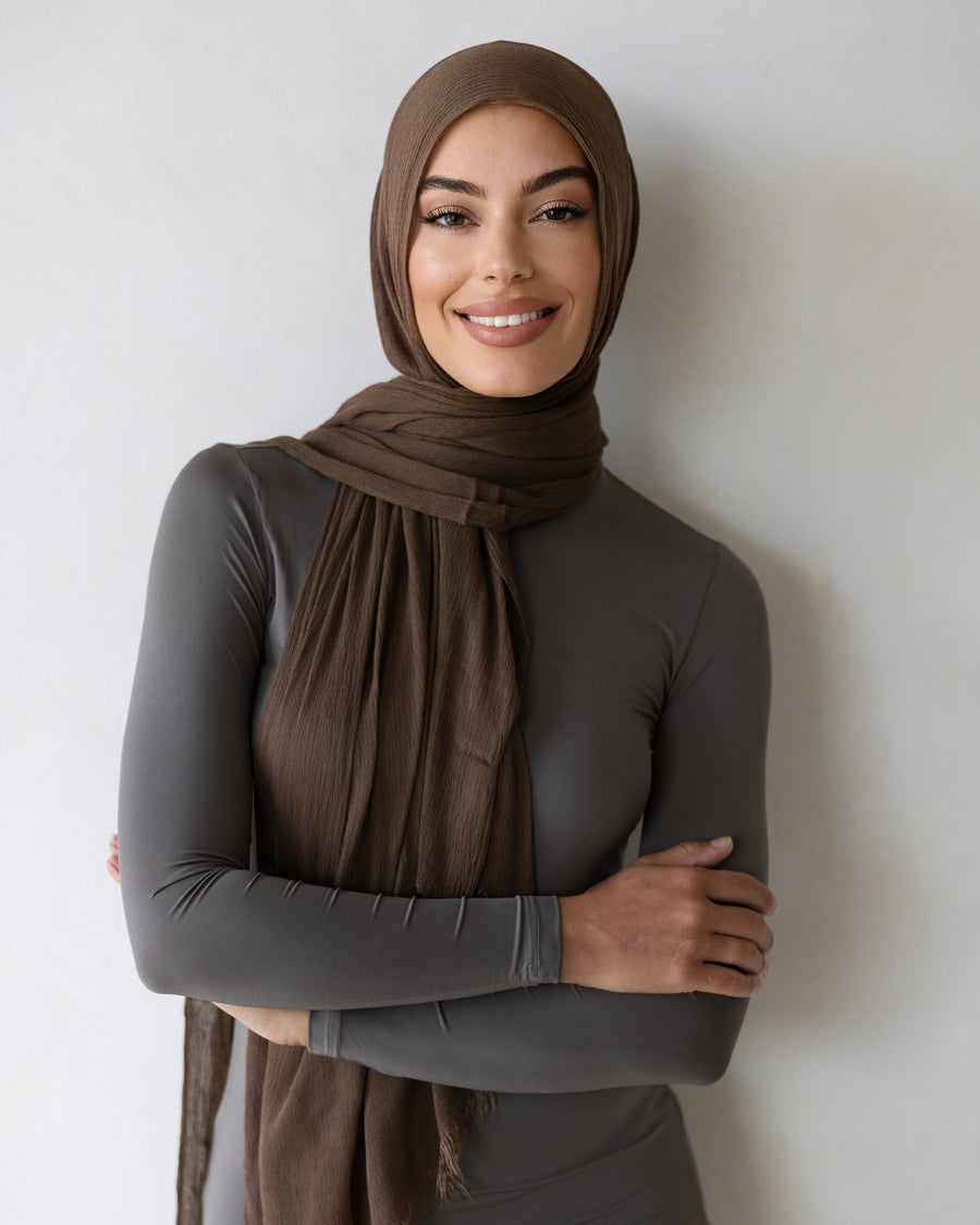 Luxe Rayon Hijab Frayed Edge - CHOCOLATE