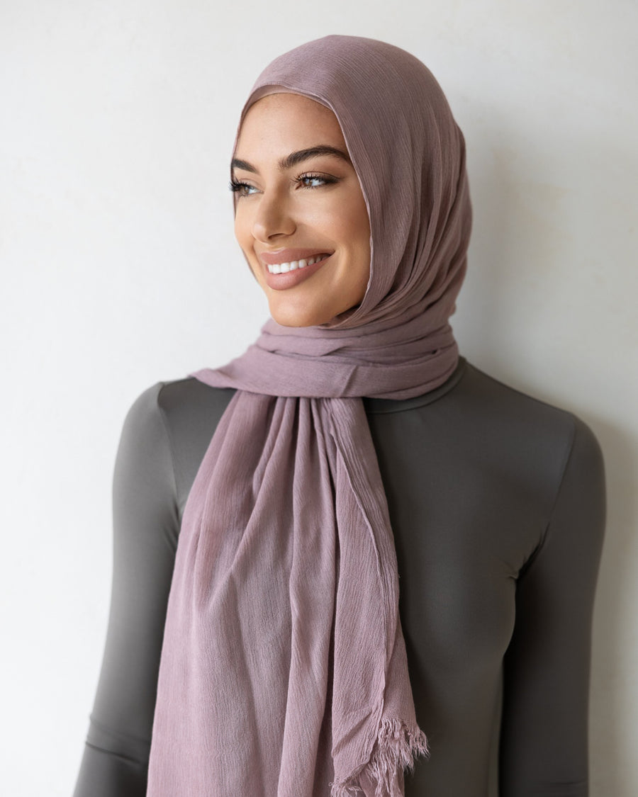Luxe Rayon Hijab Frayed Edge - ROSE CLAY
