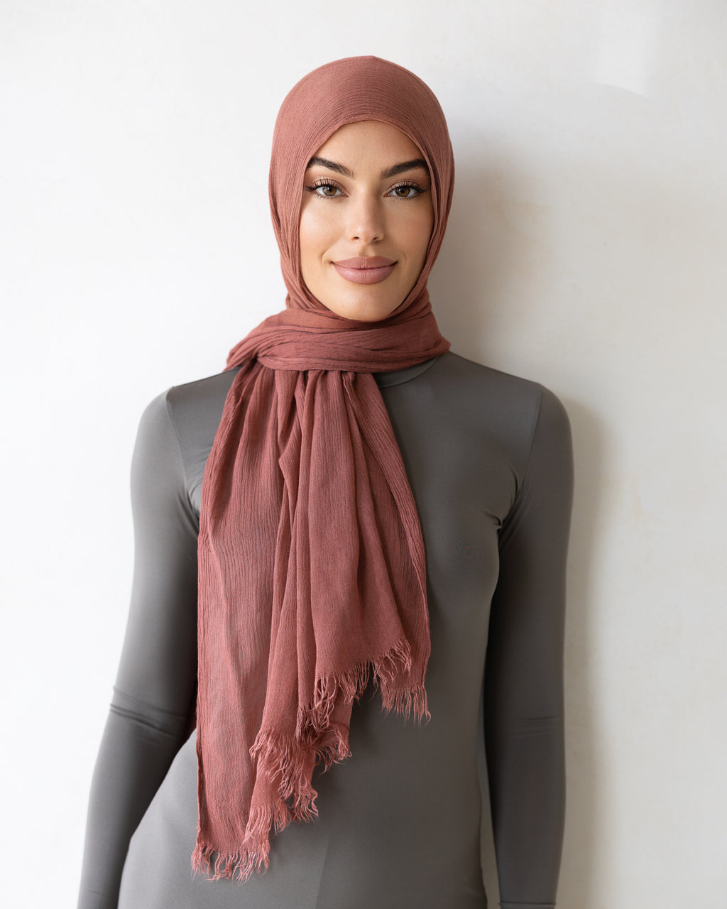 Luxe Rayon Hijab Frayed Edge - ROSEY PINK