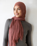 Luxe Rayon Hijab Frayed Edge - ROSEY PINK 24