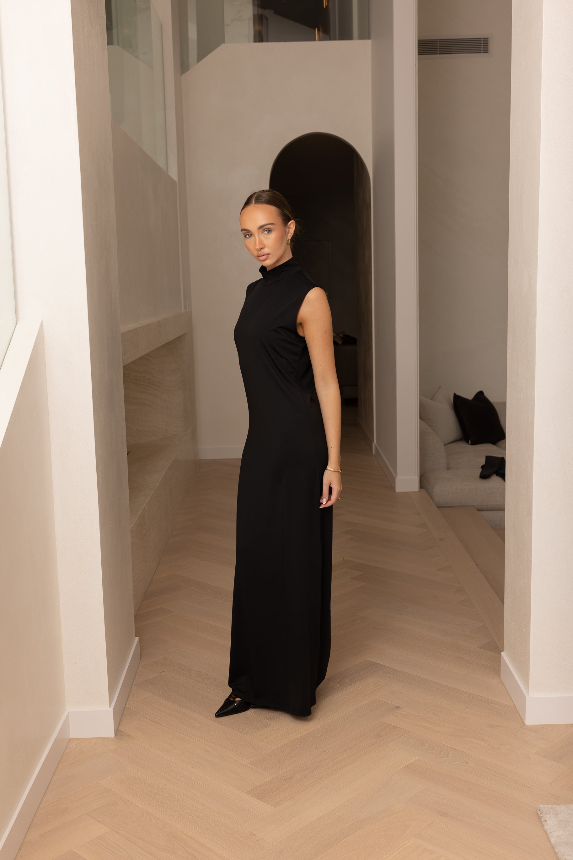 Luxe Sleeveless Slip Dress Midnight
