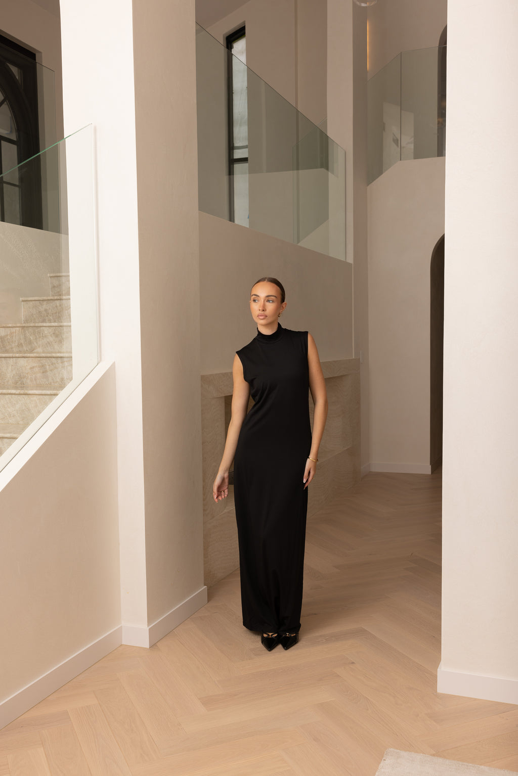 Luxe Sleeveless Slip Dress Midnight